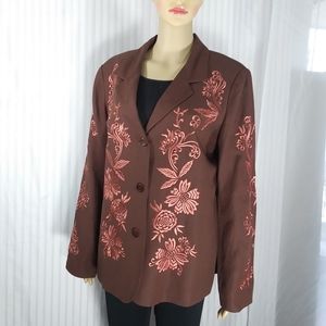 VICTOR COSTA Vintage1 Occaision Linen Embroidered Blazer Like New Sz L